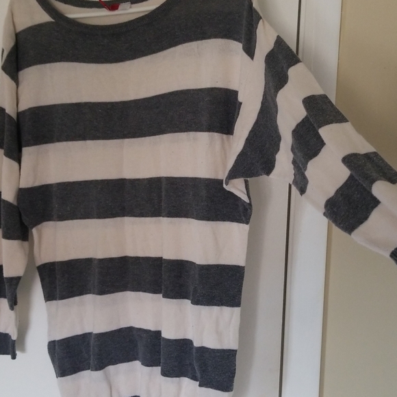 Oversize Multistripes Boat Neck Knit Sweater - Picture 4 of 5